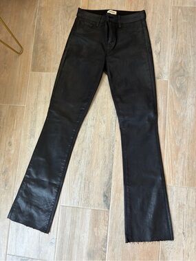 L'AGENCE Black Coated Straight-Leg Jeans